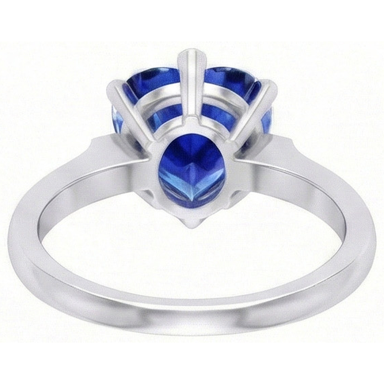 Bague en or avec saphir bleu solitaire sertie de griffes 2 carats bijoux pour femme
