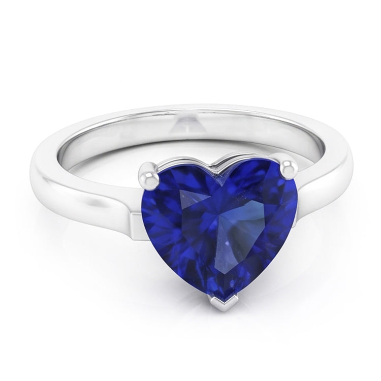 Bague en or avec saphir bleu solitaire sertie de griffes 2 carats bijoux pour femme