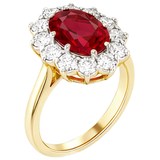 naturel oval rubis 4.75carats bague angle de côté