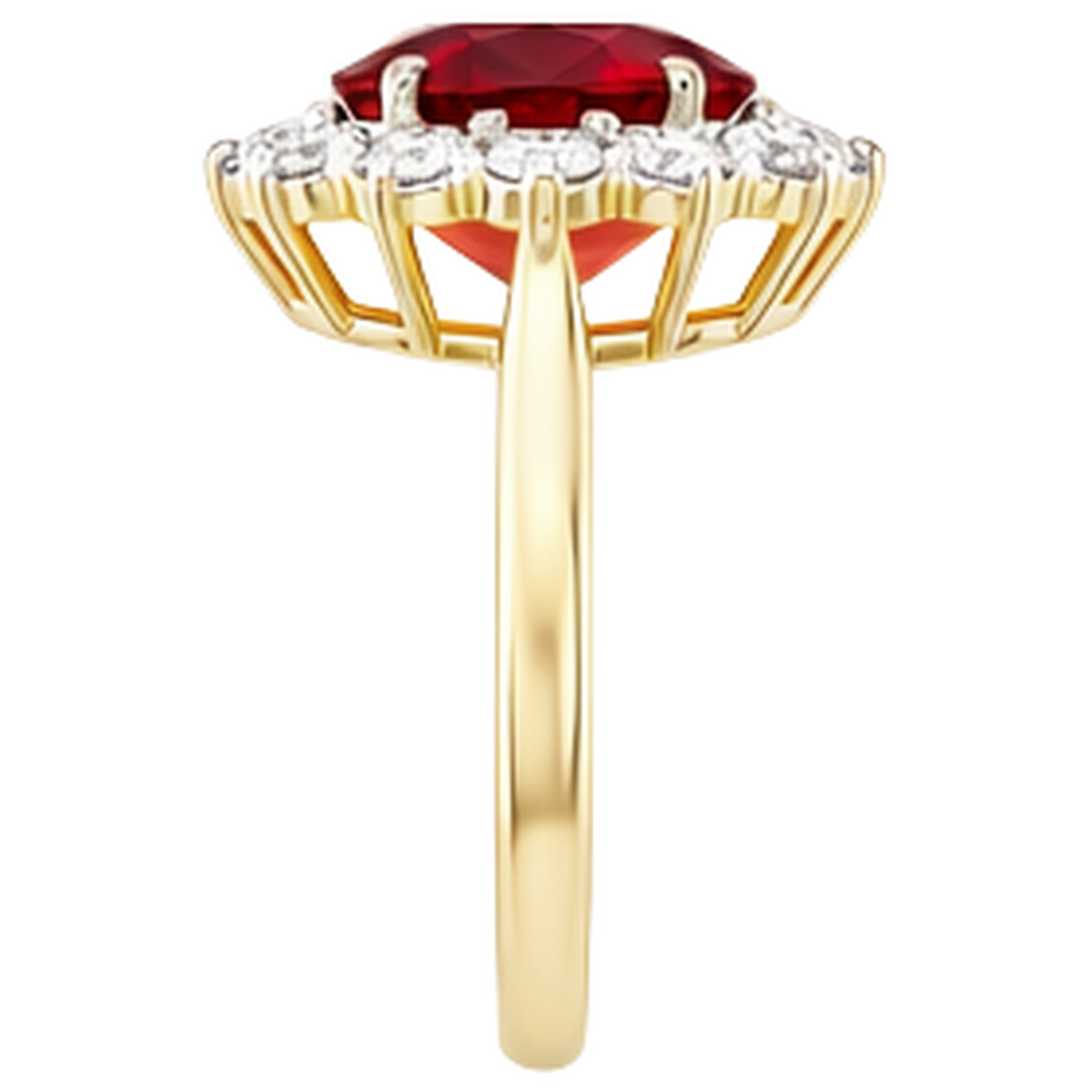 naturel oval rubis 4.75carats bague vue de dessus