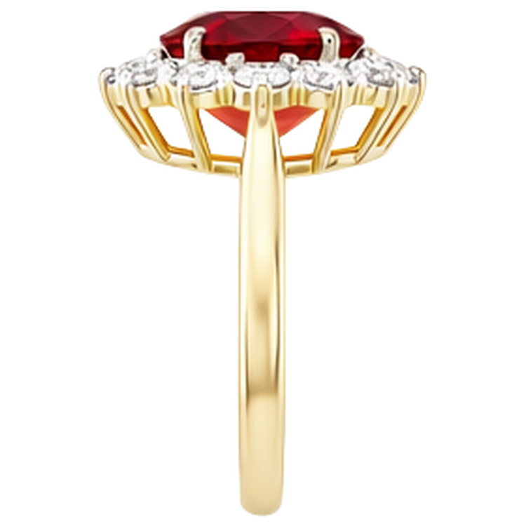 naturel oval rubis 4.75carats bague vue de dessus