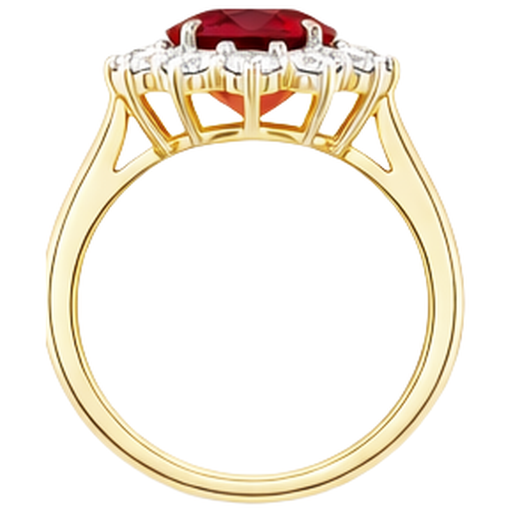 naturel oval rubis 4.75carats bague vue de profil