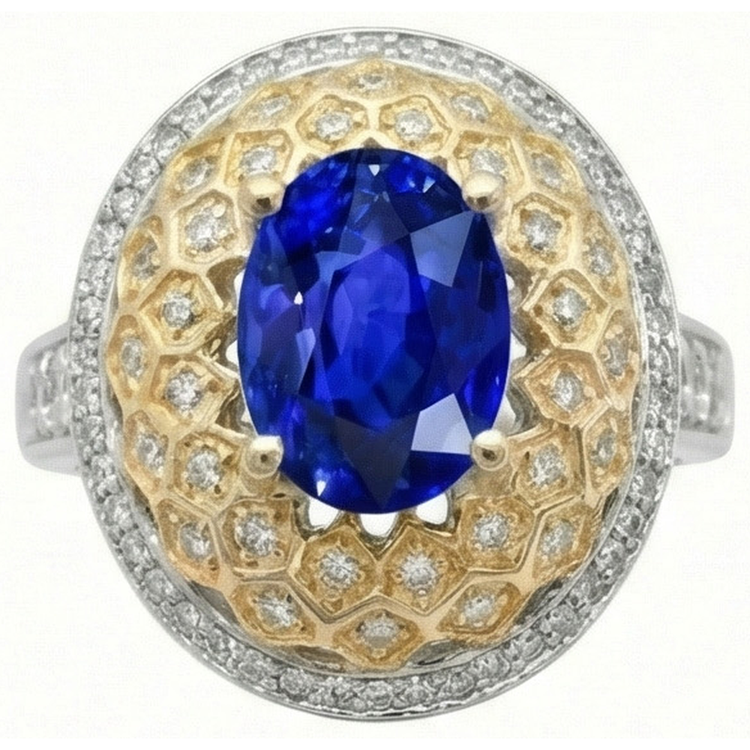 naturel round diamant 3.11carats bague angle de côté
