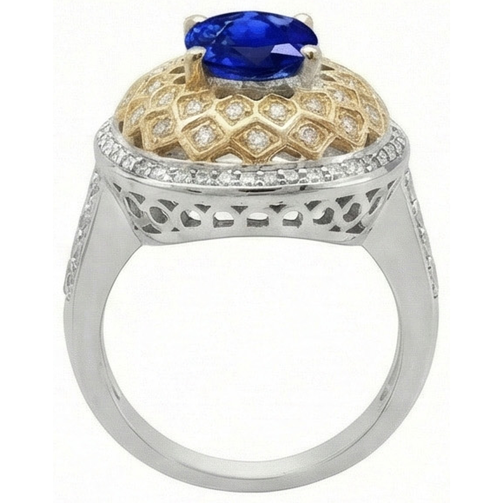 naturel round diamant 3.11carats bague sur blanc