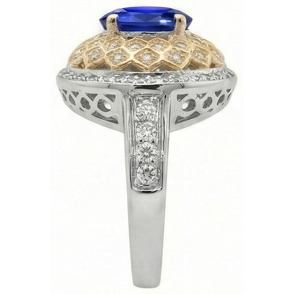 naturel round diamant 3.11carats bague vue de profil