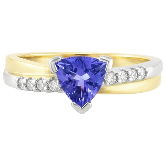 naturel trillion tanzanite 2.60carats bague angle de côté