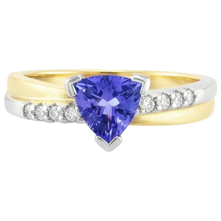 naturel trillion tanzanite 2.60carats bague angle de côté