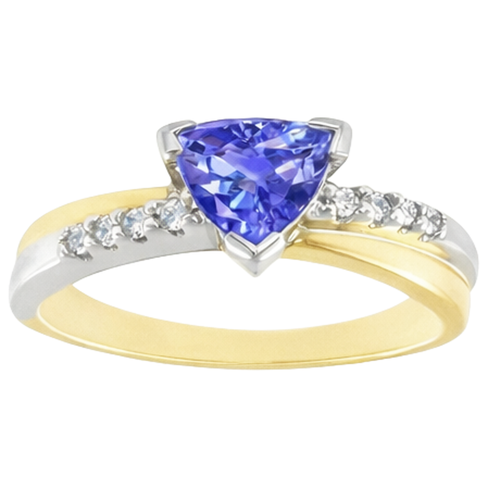 naturel trillion tanzanite 2.60carats bague détail rapproché