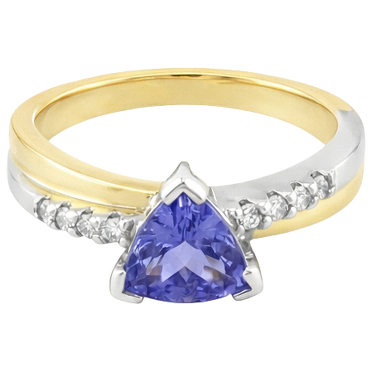 naturel trillion tanzanite 2.60carats bague vue de dessus