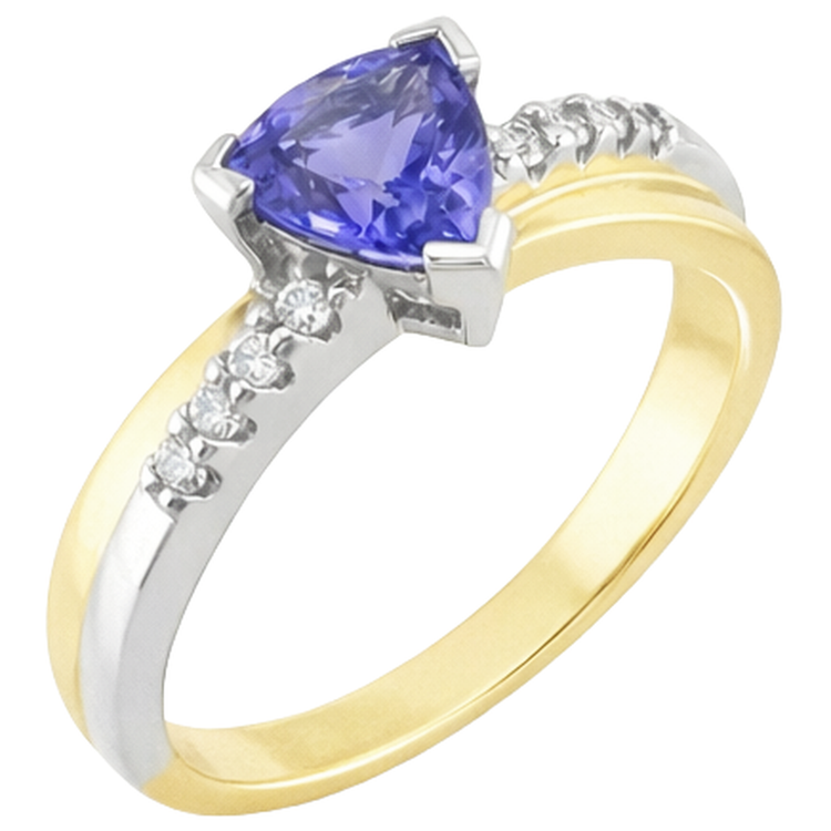naturel trillion tanzanite 2.60carats bague vue de profil