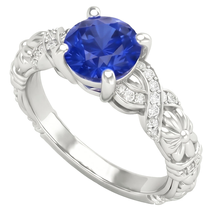 naturel round diamant 1.90carats bague angle de côté