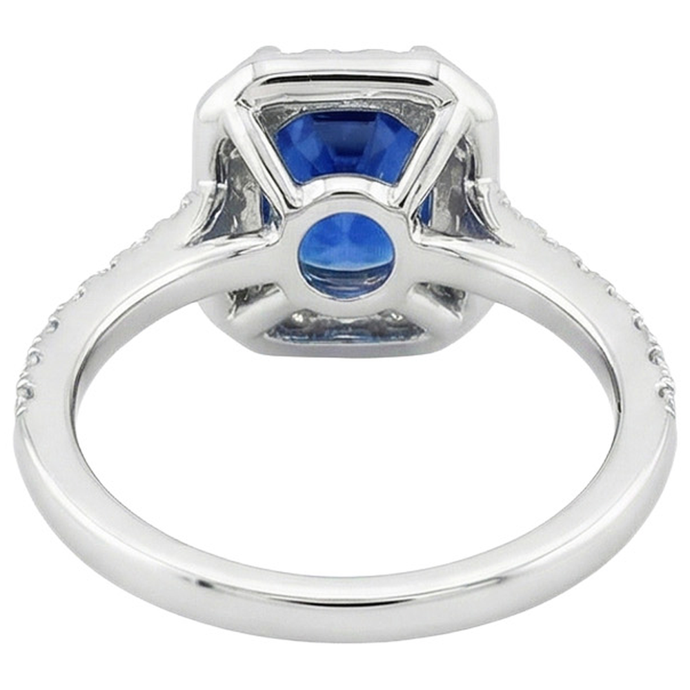 naturel cushion saphir 3.40carats bague vue de profil