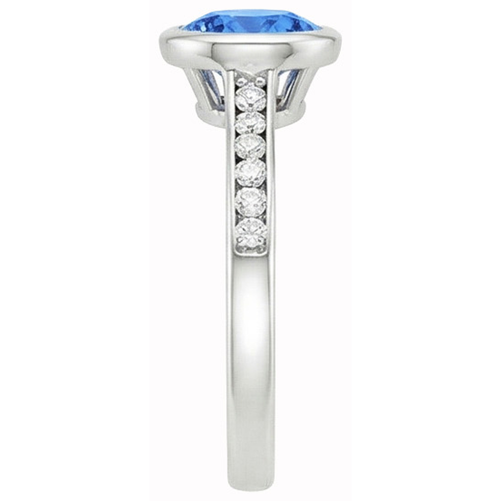 naturel round diamant 3.50carats bague vue de profil