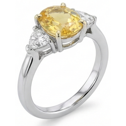 Bague en or blanc 14K avec saphir jaune ovale et mille milliards de diamants 4 ct