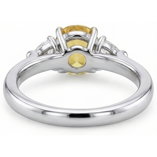 Bague en or blanc 14K avec saphir jaune ovale et mille milliards de diamants 4 ct