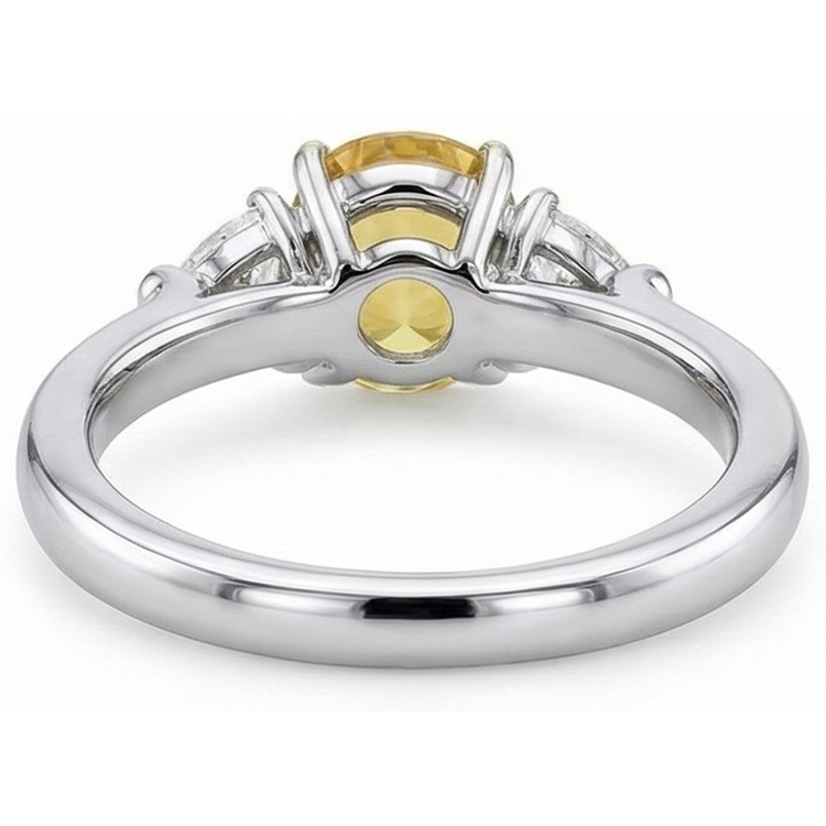 Bague en or blanc 14K avec saphir jaune ovale et mille milliards de diamants 4 ct