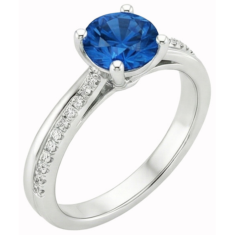 naturel round diamant 3.30carats bague vue de face