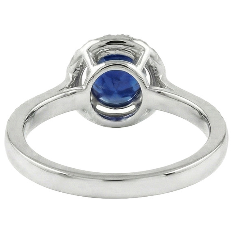 Bague en or blanc 14k avec saphir du Sri Lanka Coupe Ronde et diamants 2.5 carats