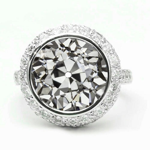 Bague en or blanc Halo ronde avec Réel diamants taille ancienne sertie de bijoux 5 carats