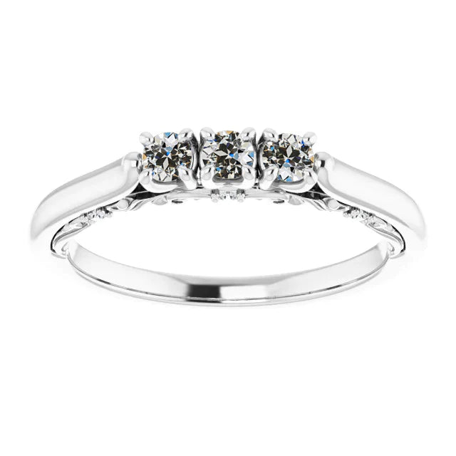 Bague en or blanc avec Réel diamants ronds taille ancienne mine Bijou pour femme 2.75 carats