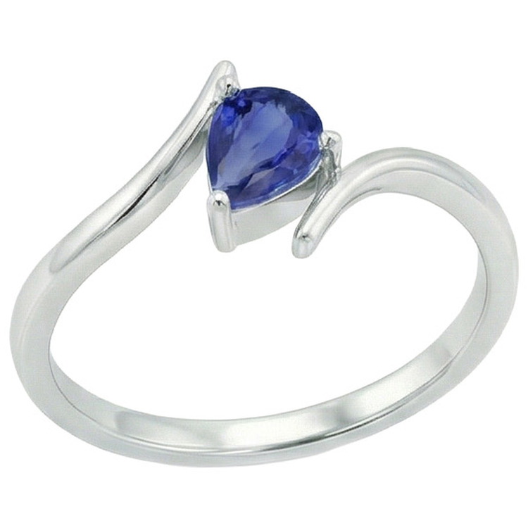 naturel pear saphir 2carats bague détail rapproché