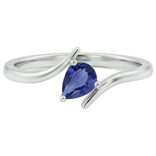 naturel pear saphir 2carats bague angle de côté