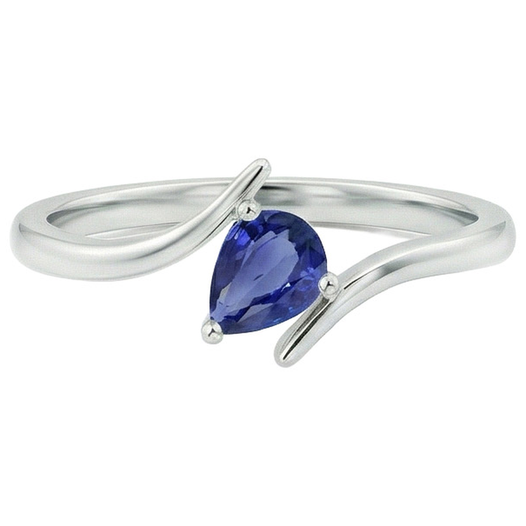 naturel pear saphir 2carats bague angle de côté