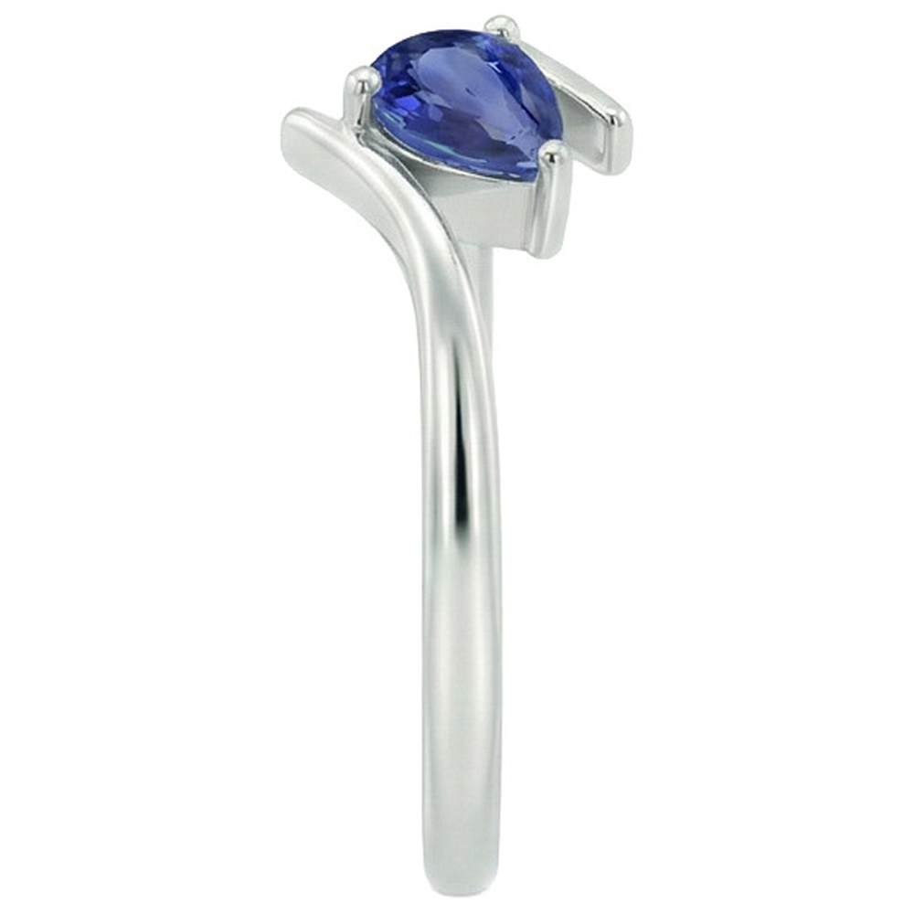 naturel pear saphir 2carats bague vue de dessus