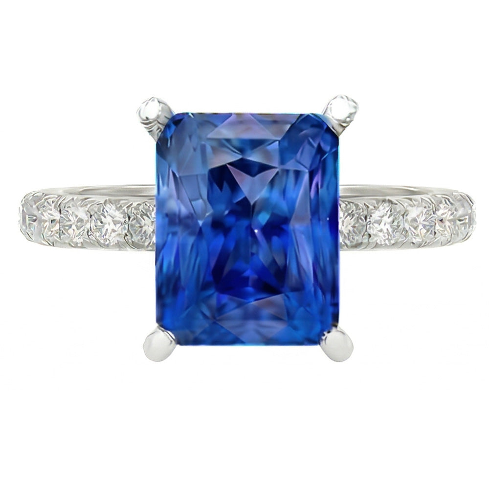 naturel round saphir 3carats bague angle de côté