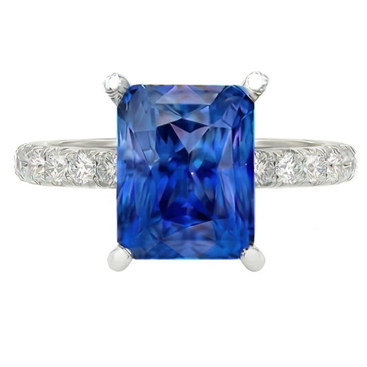 naturel round saphir 3carats bague angle de côté