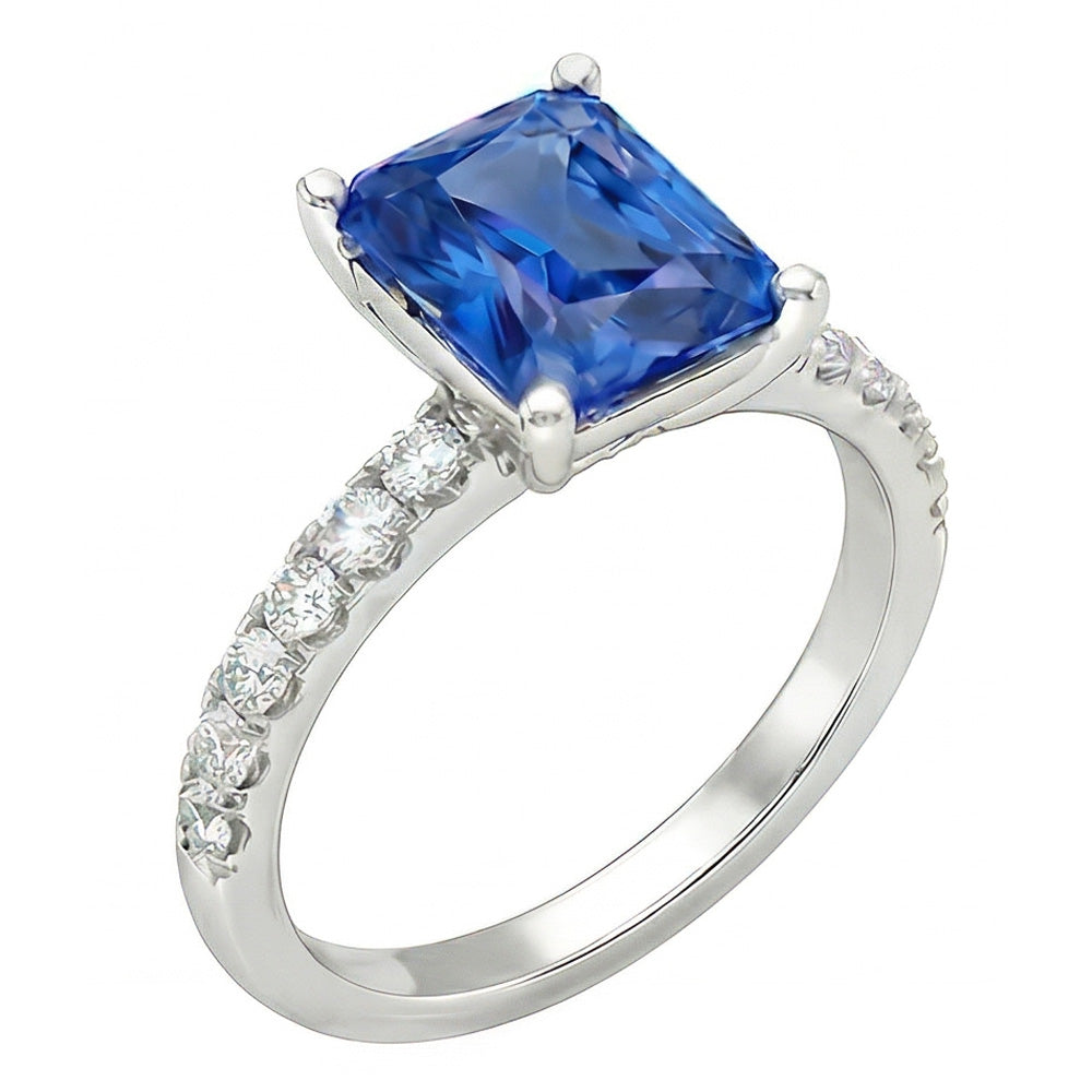 naturel round saphir 3carats bague vue de dessus