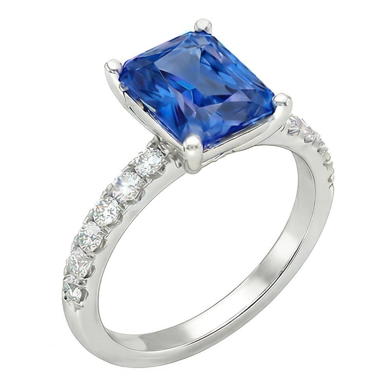 naturel round saphir 3carats bague vue de dessus