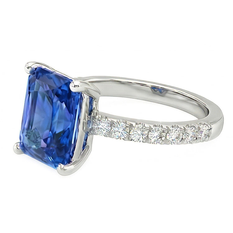 naturel round saphir 3carats bague vue de profil