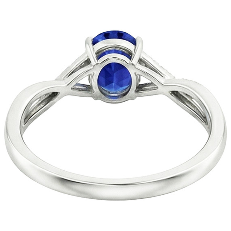 Bague en or diamant pour femme avec centre de saphir de Ceylan ovale 4.75 carats