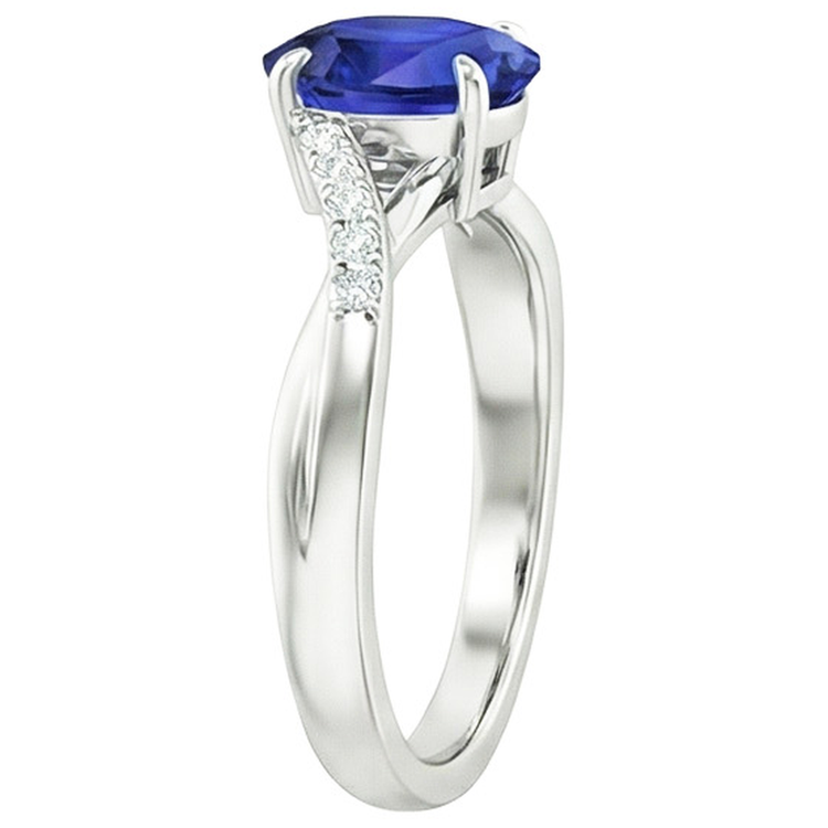 Bague en or diamant pour femme avec centre de saphir de Ceylan ovale 4.75 carats