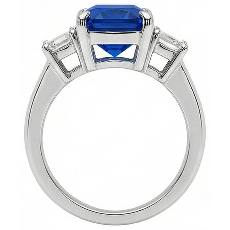 Bague en or diamant pour femme taille émeraude 5 carats bijoux en saphir naturel