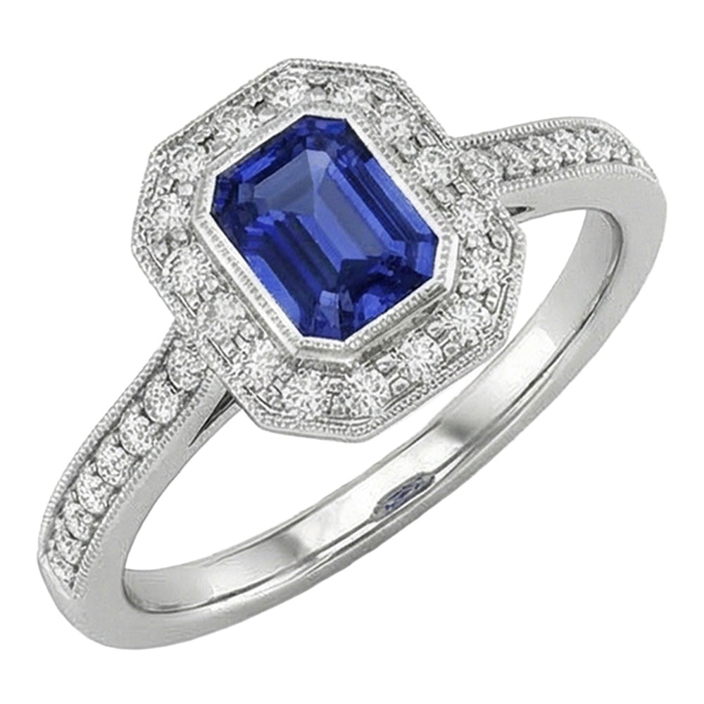 naturel round saphir 3.50carats bague vue de face