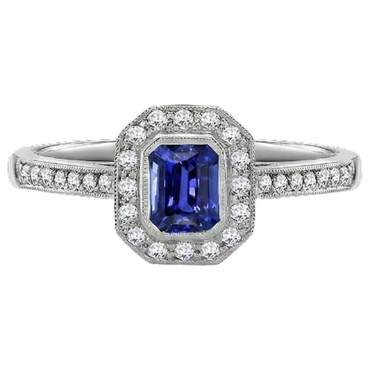 naturel round saphir 3.50carats bague angle de côté