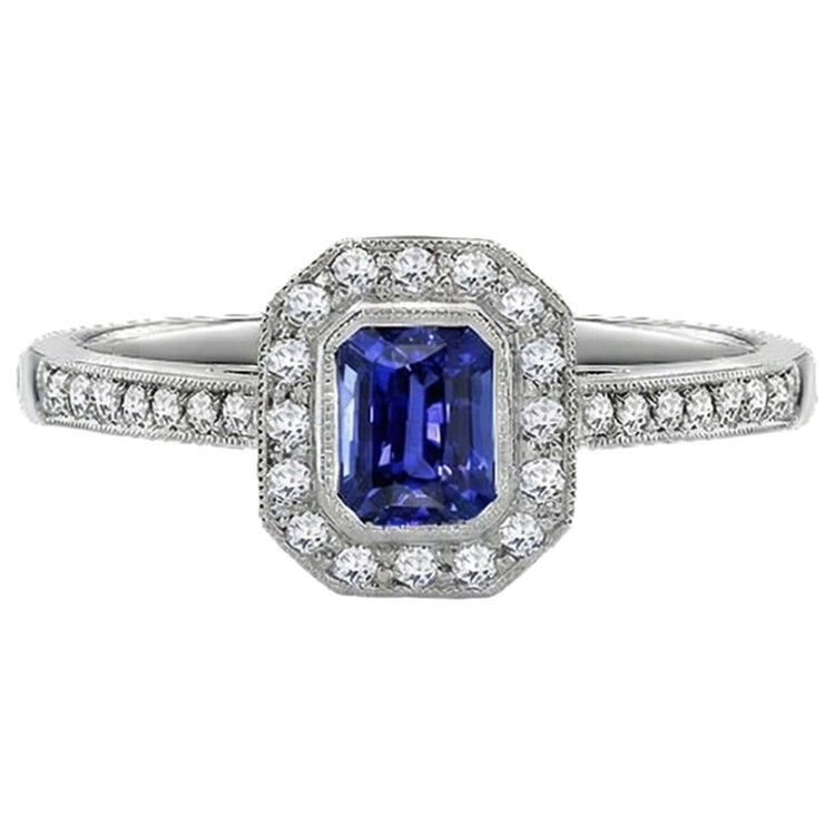 naturel round saphir 3.50carats bague angle de côté