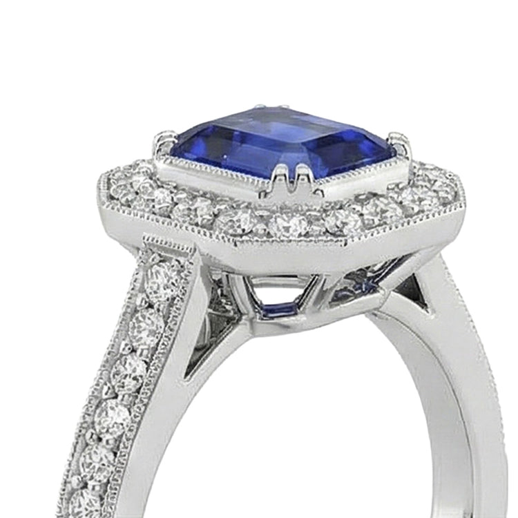 naturel round saphir 3.50carats bague vue de profil