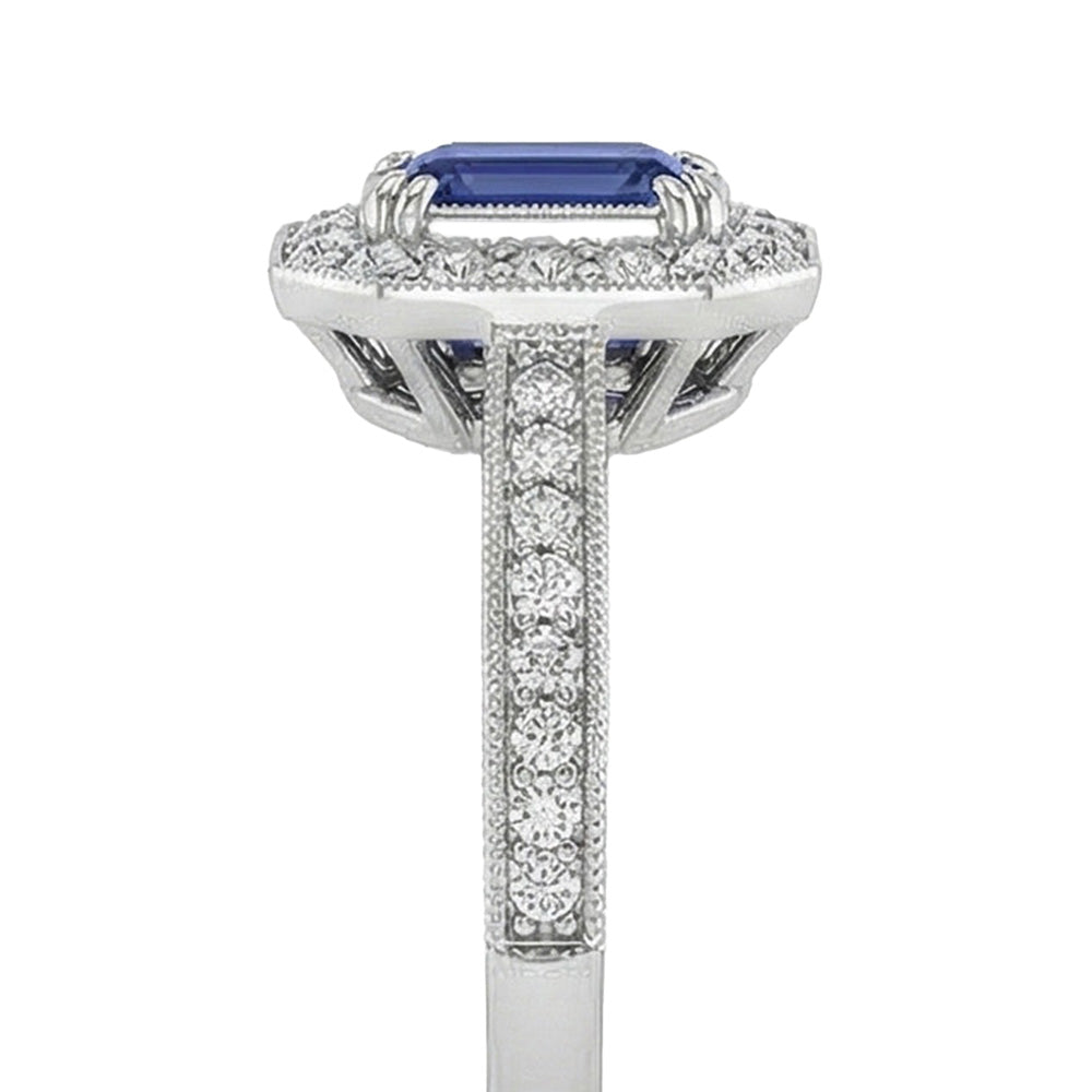 naturel round saphir 3.50carats bague sur blanc