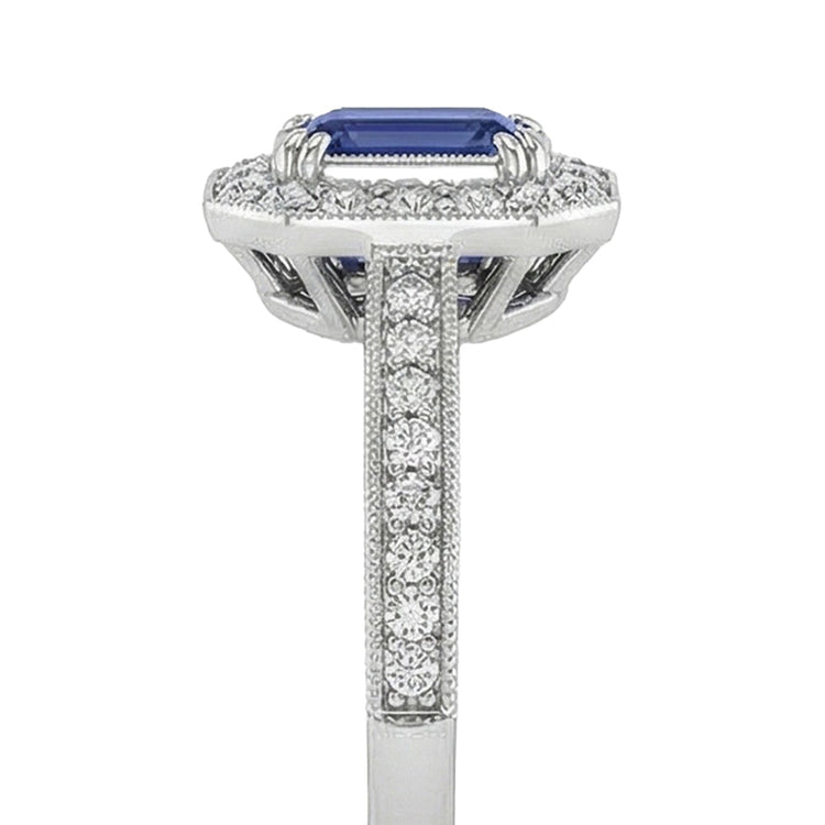 naturel round saphir 3.50carats bague sur blanc