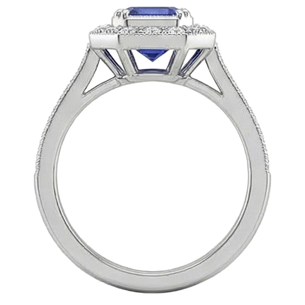 naturel round saphir 3.50carats bague avec accents diamants