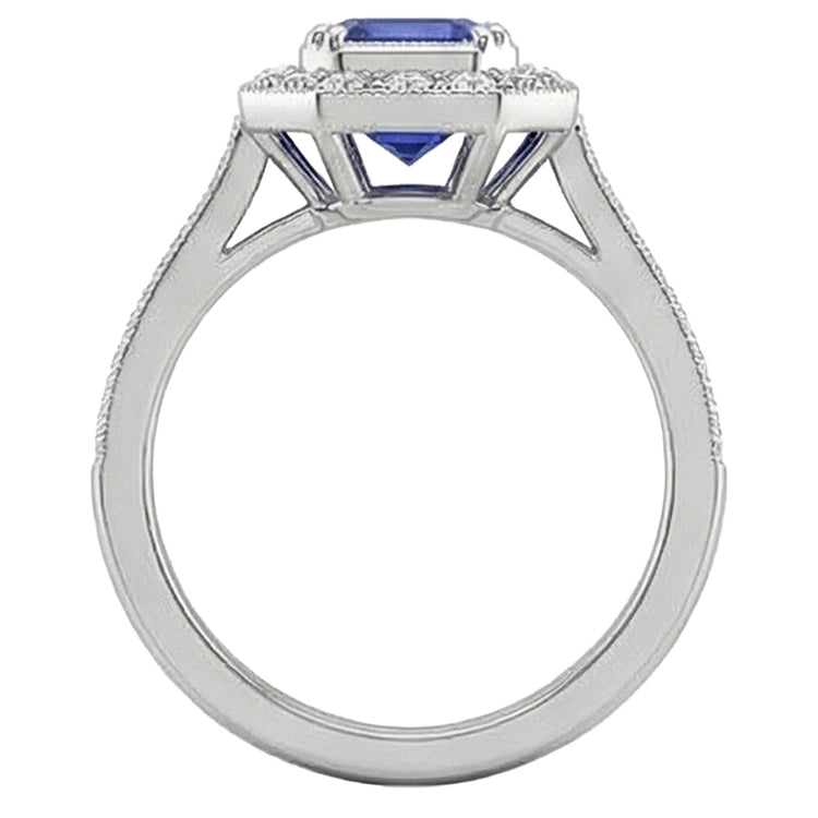naturel round saphir 3.50carats bague avec accents diamants