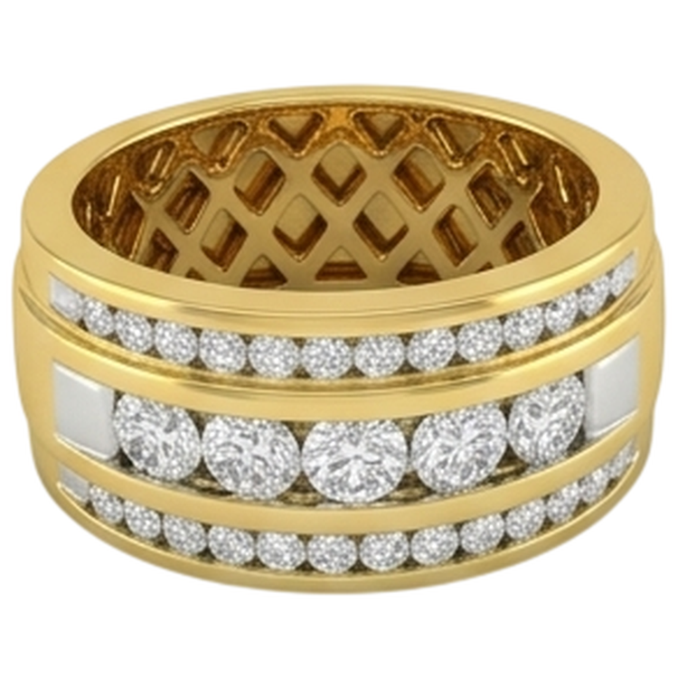 Bague en or jaune 14 carats 2 carats pour homme avec diamants neufs
