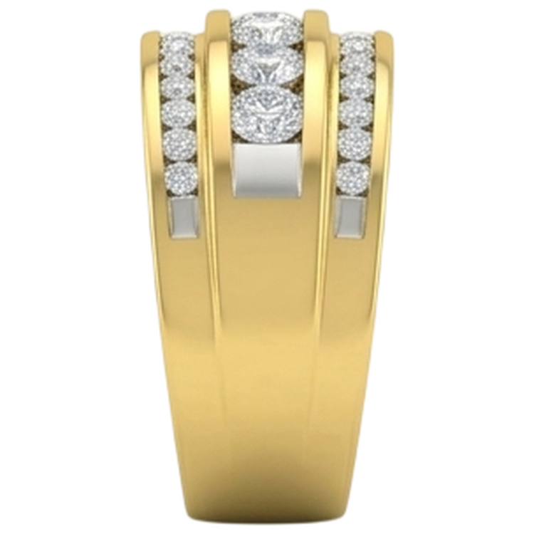 Bague en or jaune 14 carats 2 carats pour homme avec diamants neufs