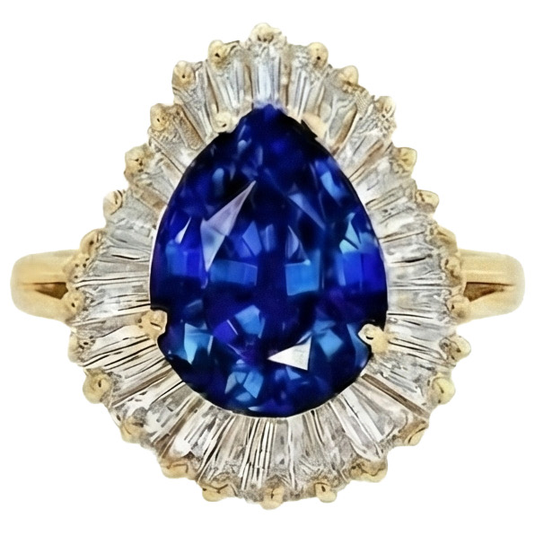 naturel baguette diamant 14carats bague détail rapproché