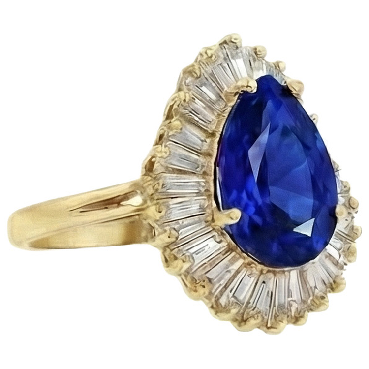 naturel baguette diamant 14carats bague angle de côté