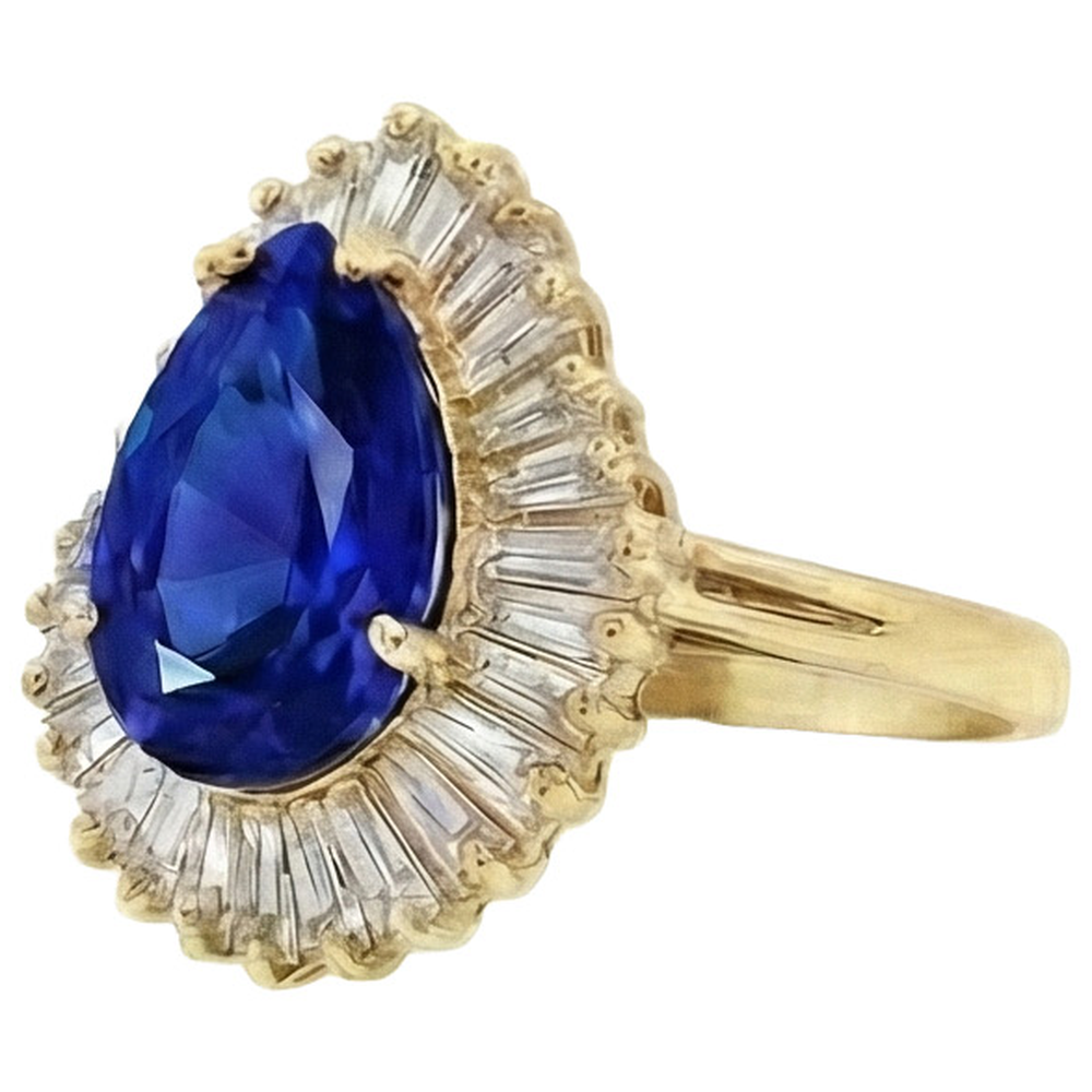 naturel baguette diamant 14carats bague vue de dessus