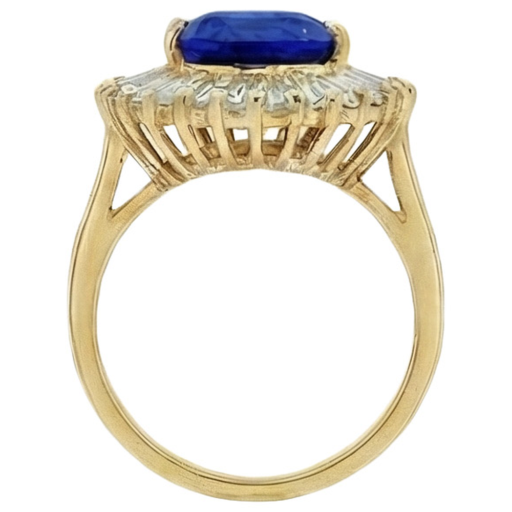 naturel baguette diamant 14carats bague sur blanc